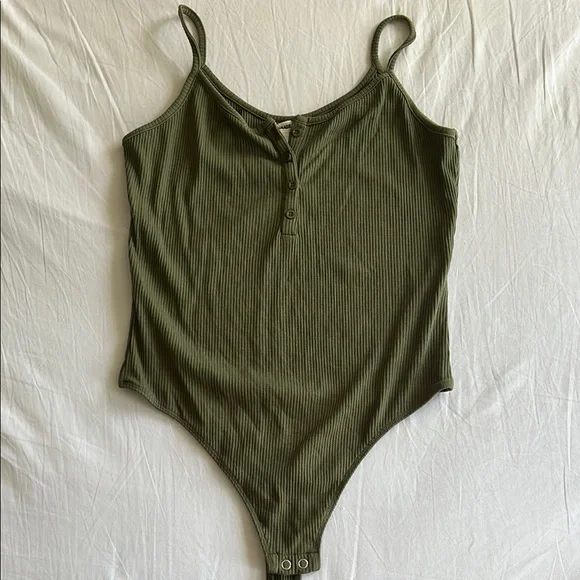Garage Olive Green Ribbed Bodysuit - Picture 1 of 1